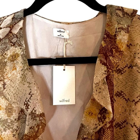 Aritzia Wilfred Louise Dress- Wrap Around Long Sleeve Ruffle Dress - Picture 9 of 12